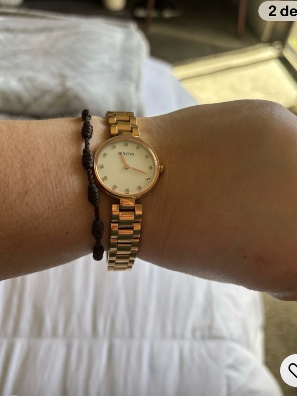 Authentic Bulova Women’s Rose Gold Tone Watch - Crystal Markers - New Battery